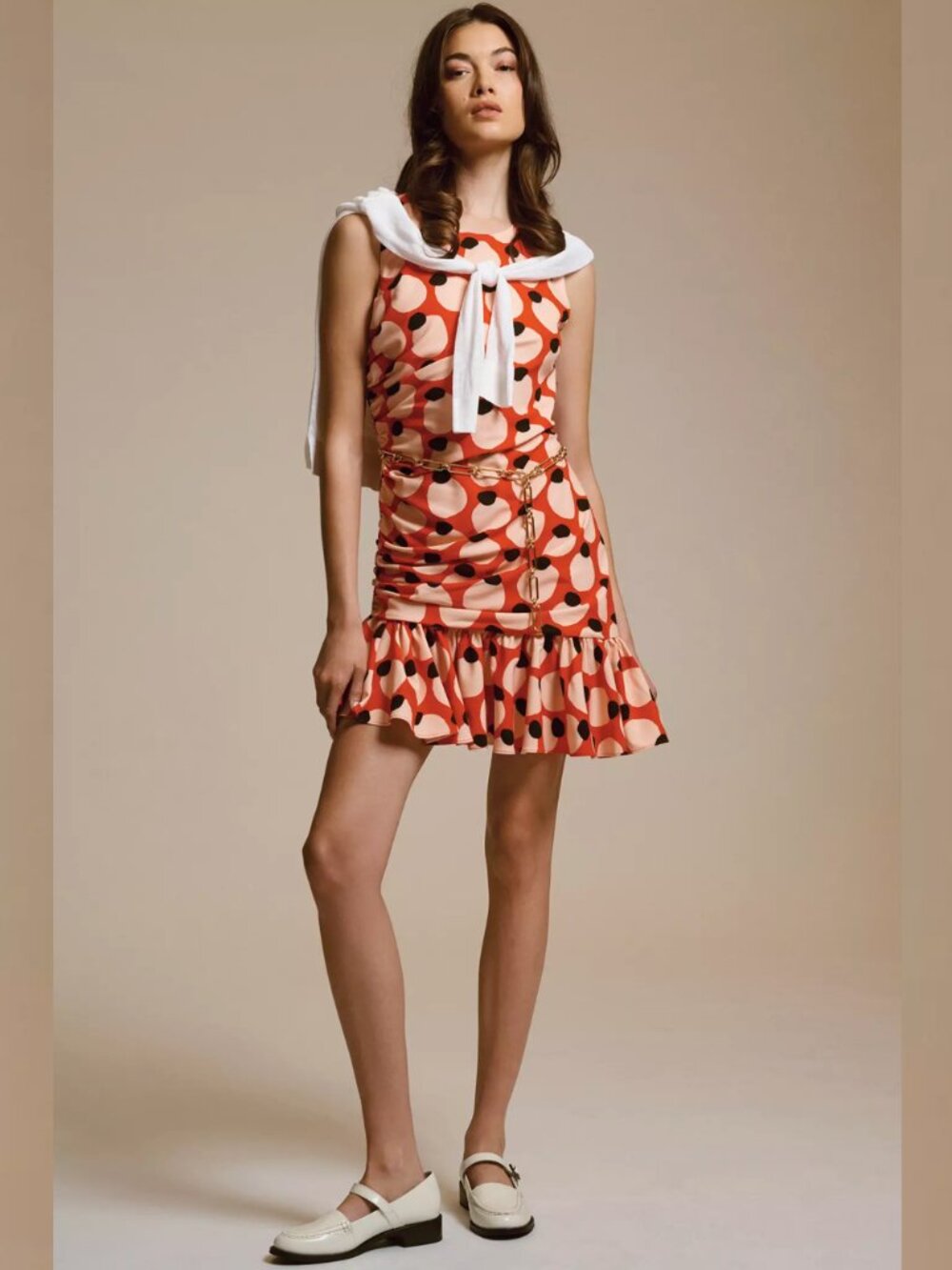 Anthropologie Hutch Sleeveless Shirred Asymmetrical Ruffle Hem Dress Size L - Picture 2 of 9